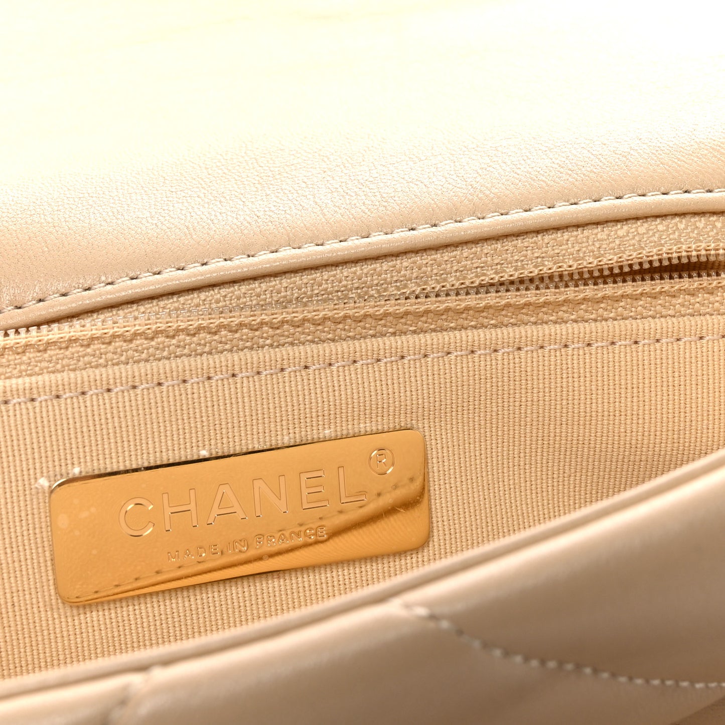 Lambskin Quilted Medium Chanel 19 Flap Beige