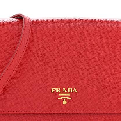 Prada Saffiano Metal Flap Wallet With Strap Fuoco 9 of 16