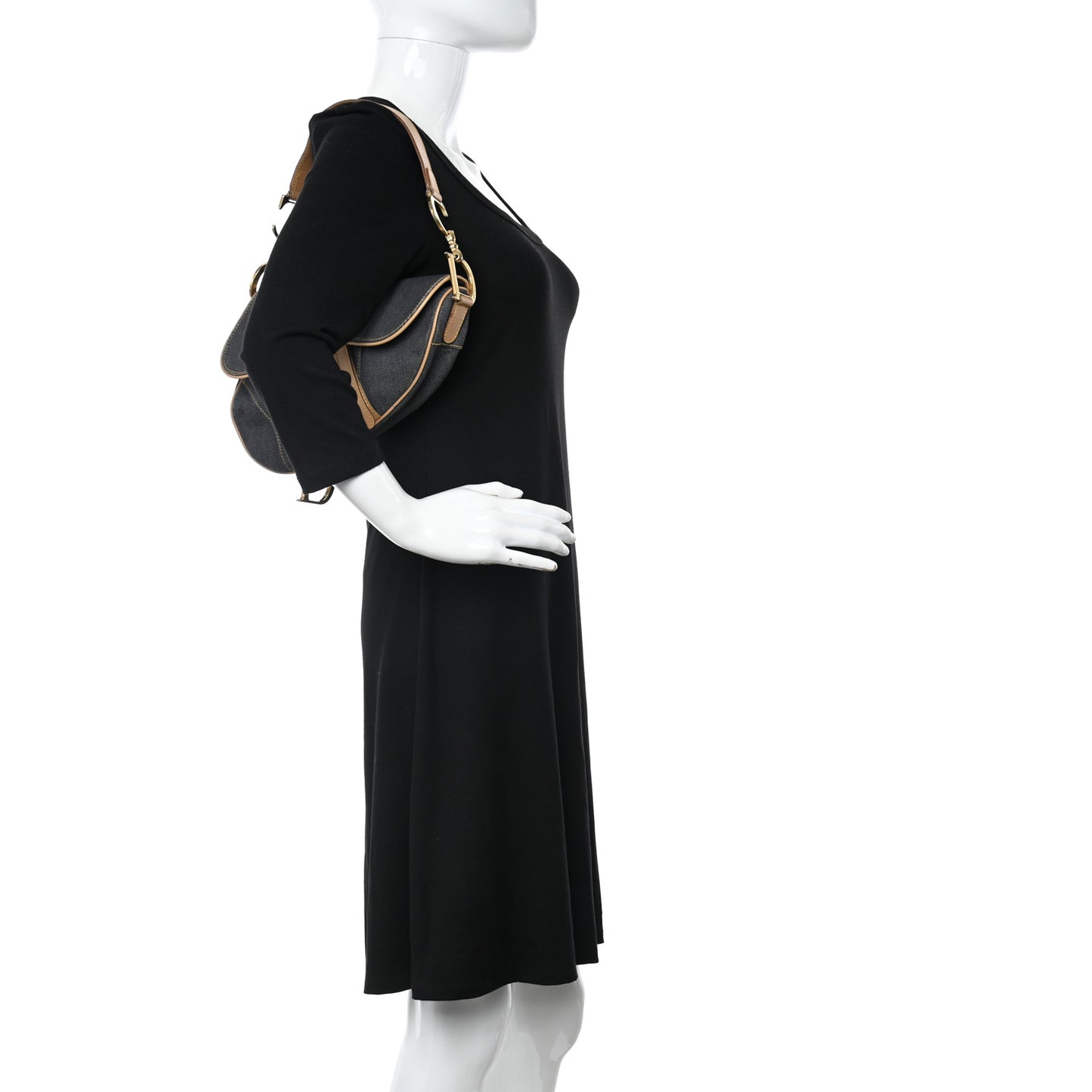 Denim Calfskin Saddle Bag Blue