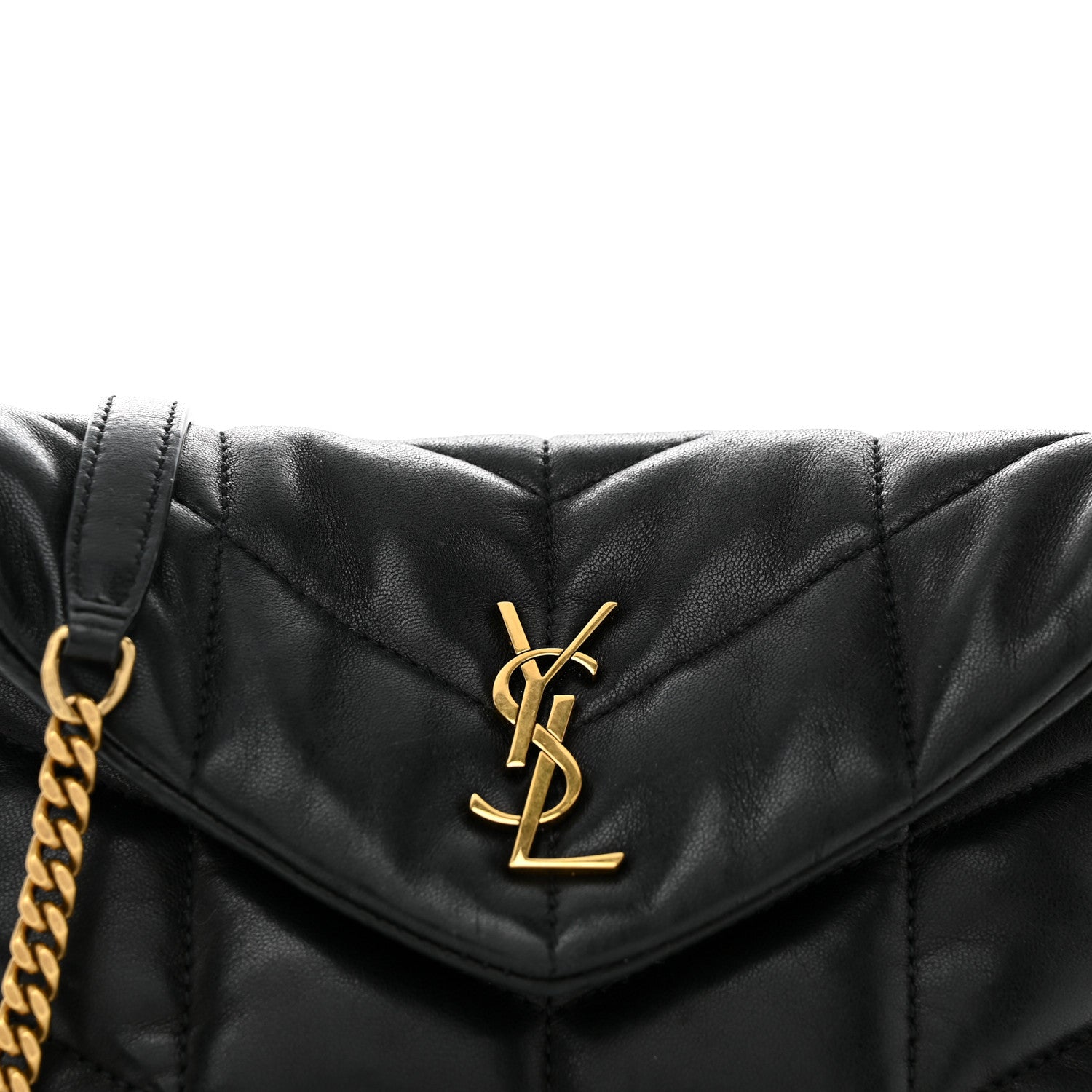 Saint Laurent Lambskin Quilted Toy Loulou Puffer Monogram Chain Satchel Black 8 of 11