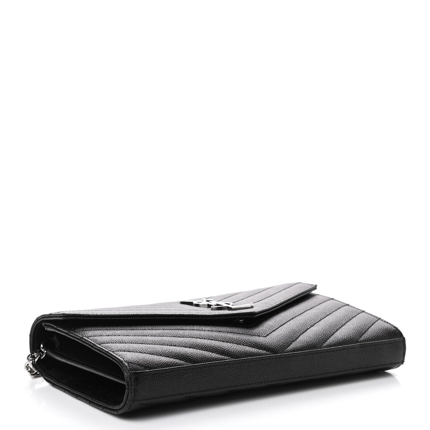 Grain De Poudre Matelasse Chevron Monogram Chain Wallet Black