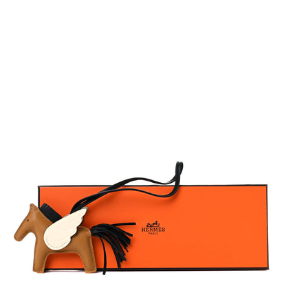 Hermes Milo Lambskin Grigri Rodeo Pegase Horse Bag Charm PM Sesame Black Nata 5 of 5