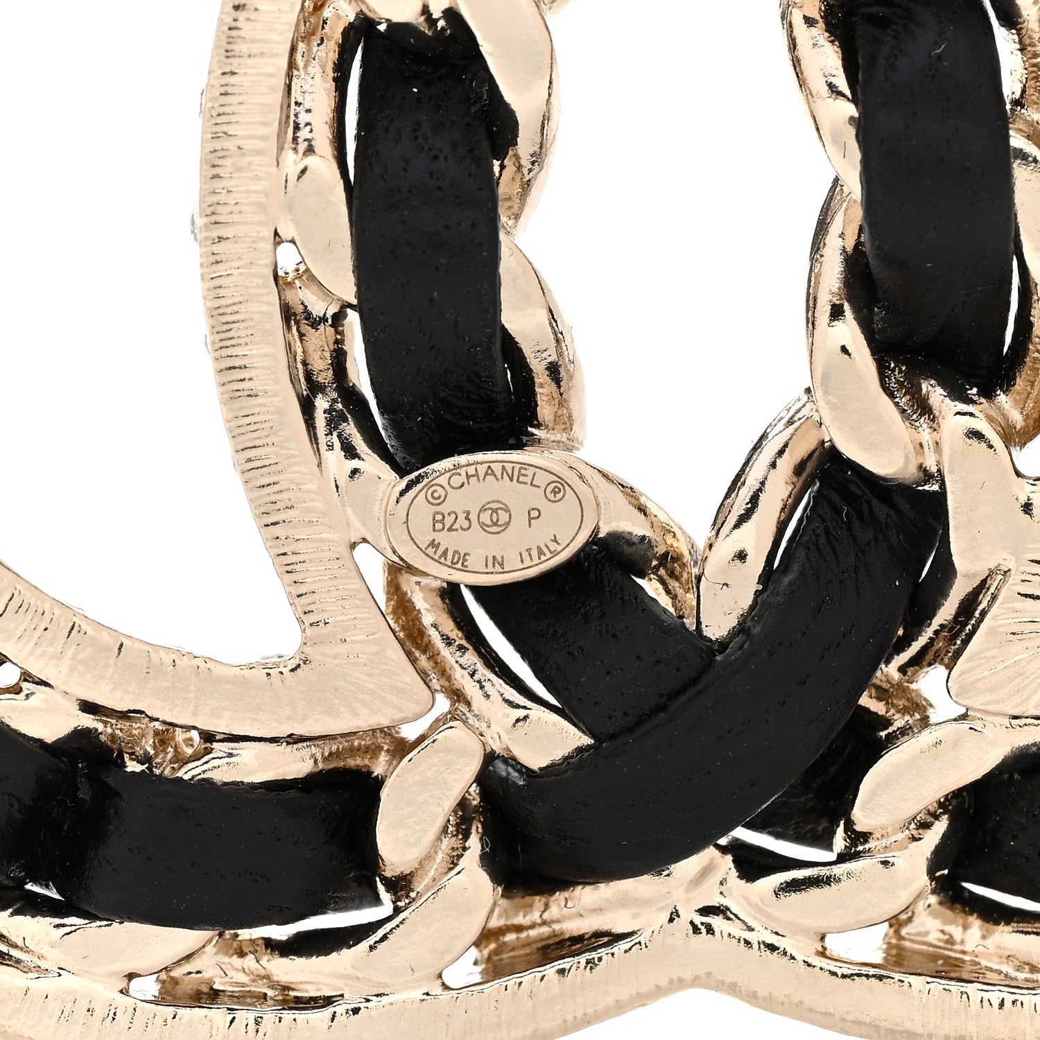Chanel Lambskin Crystal CC Chain Brooch Black Gold 4 of 5