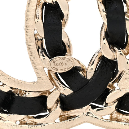 Chanel Lambskin Crystal CC Chain Brooch Black Gold 4 of 5