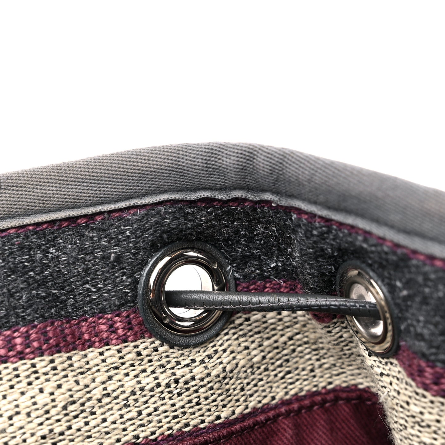 Striped Canvas Deauville Drawstring Bag Grey