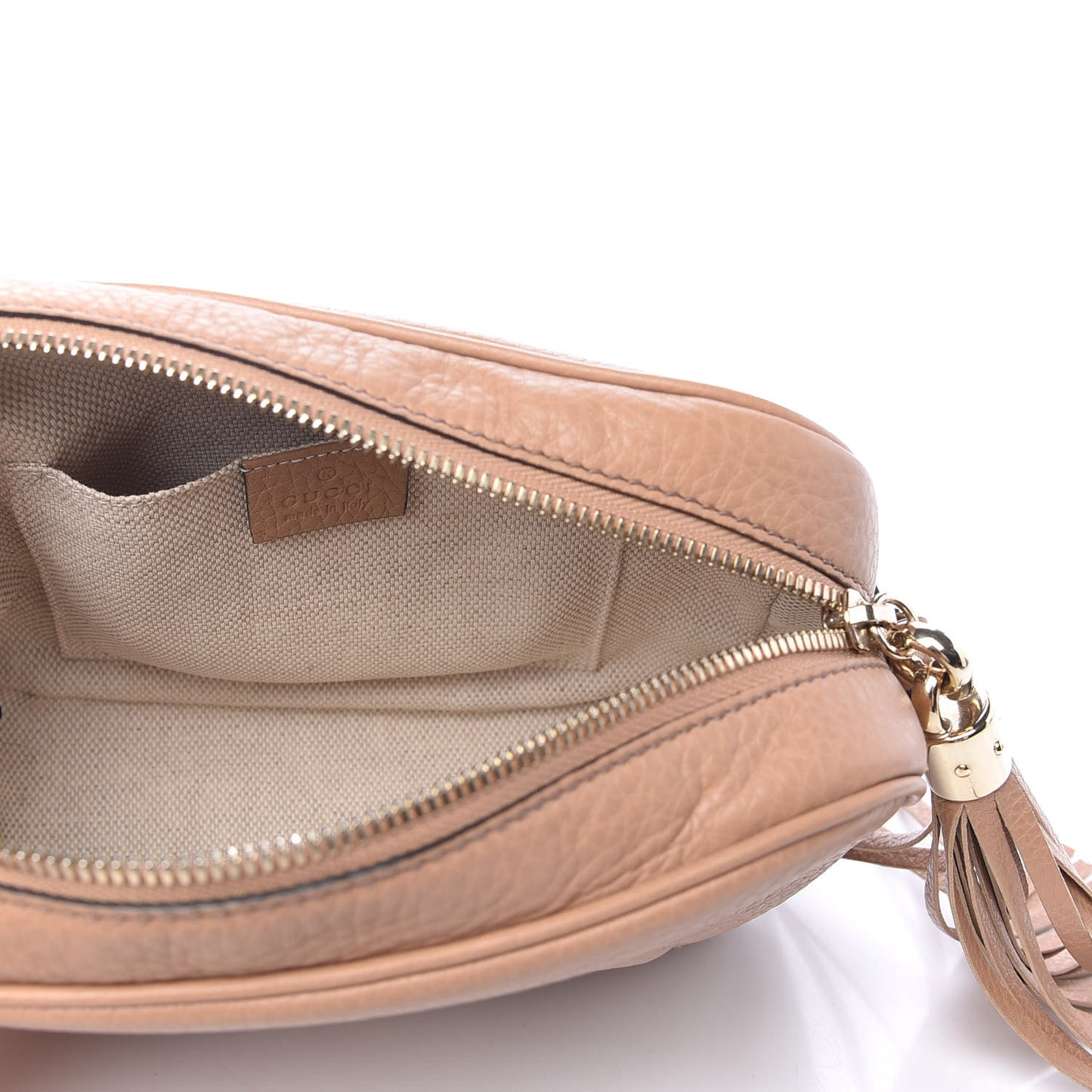 Pebbled Calfskin Small Soho Disco Bag Camelia