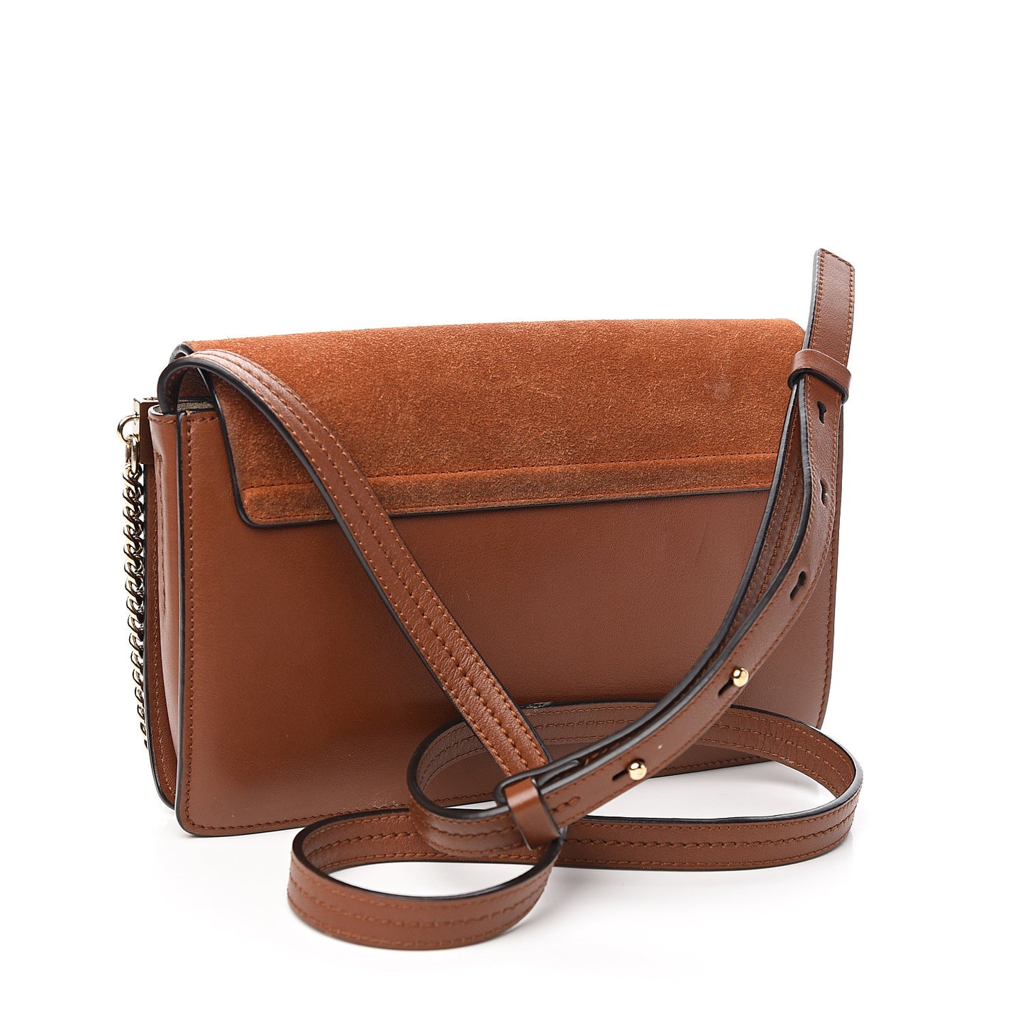 Suede Calfskin Small Faye Shoulder Bag Tobacco