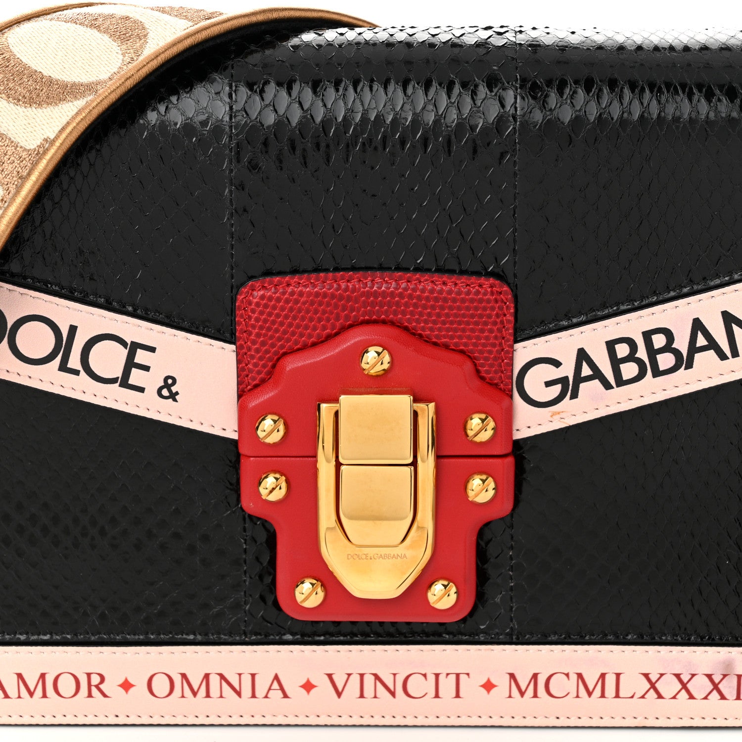 Dolce & Gabbana Snakeskin Calfskin Lucia Amore Shoulder Bag Black 7 of 9