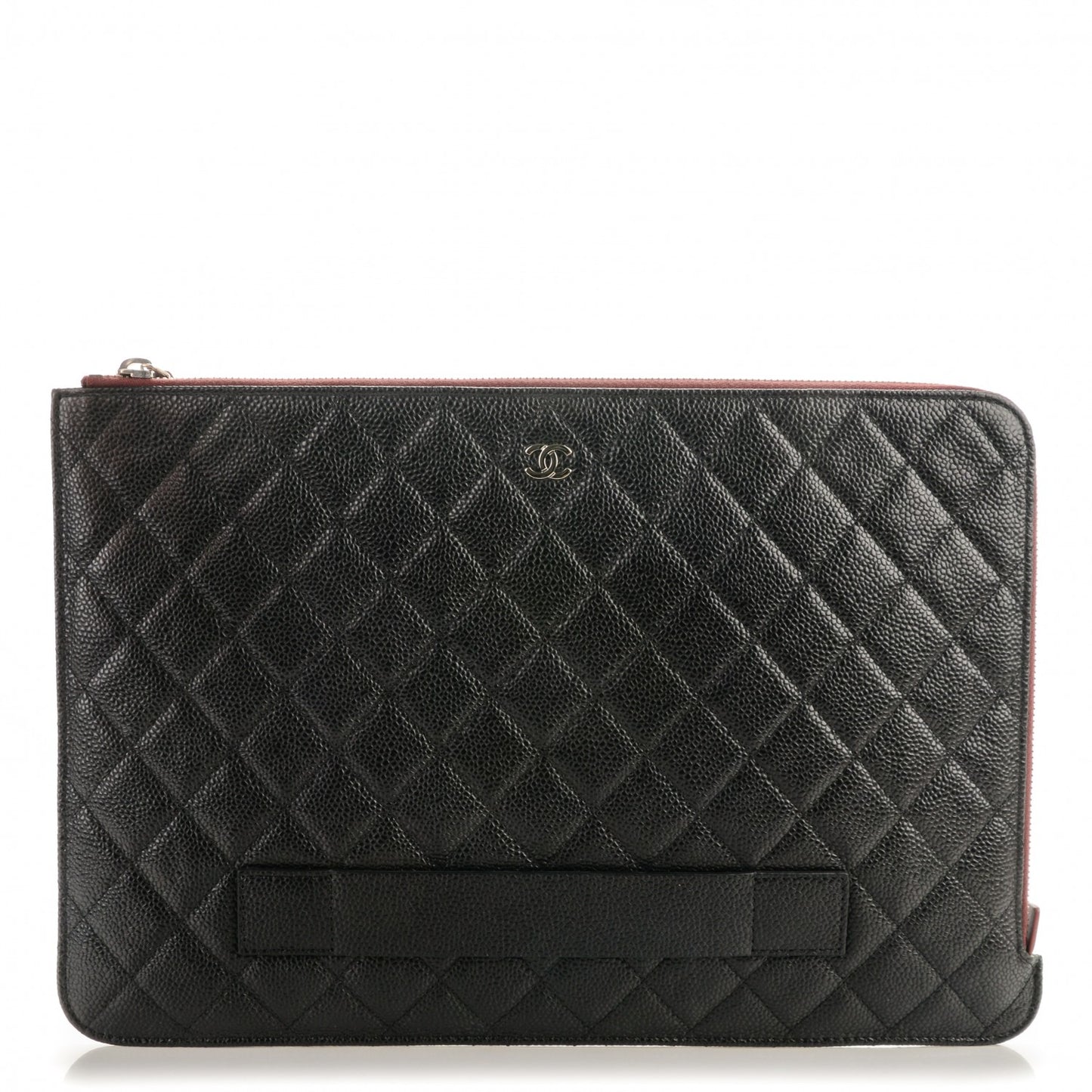 Caviar Quilted Large Slide Pouch Black