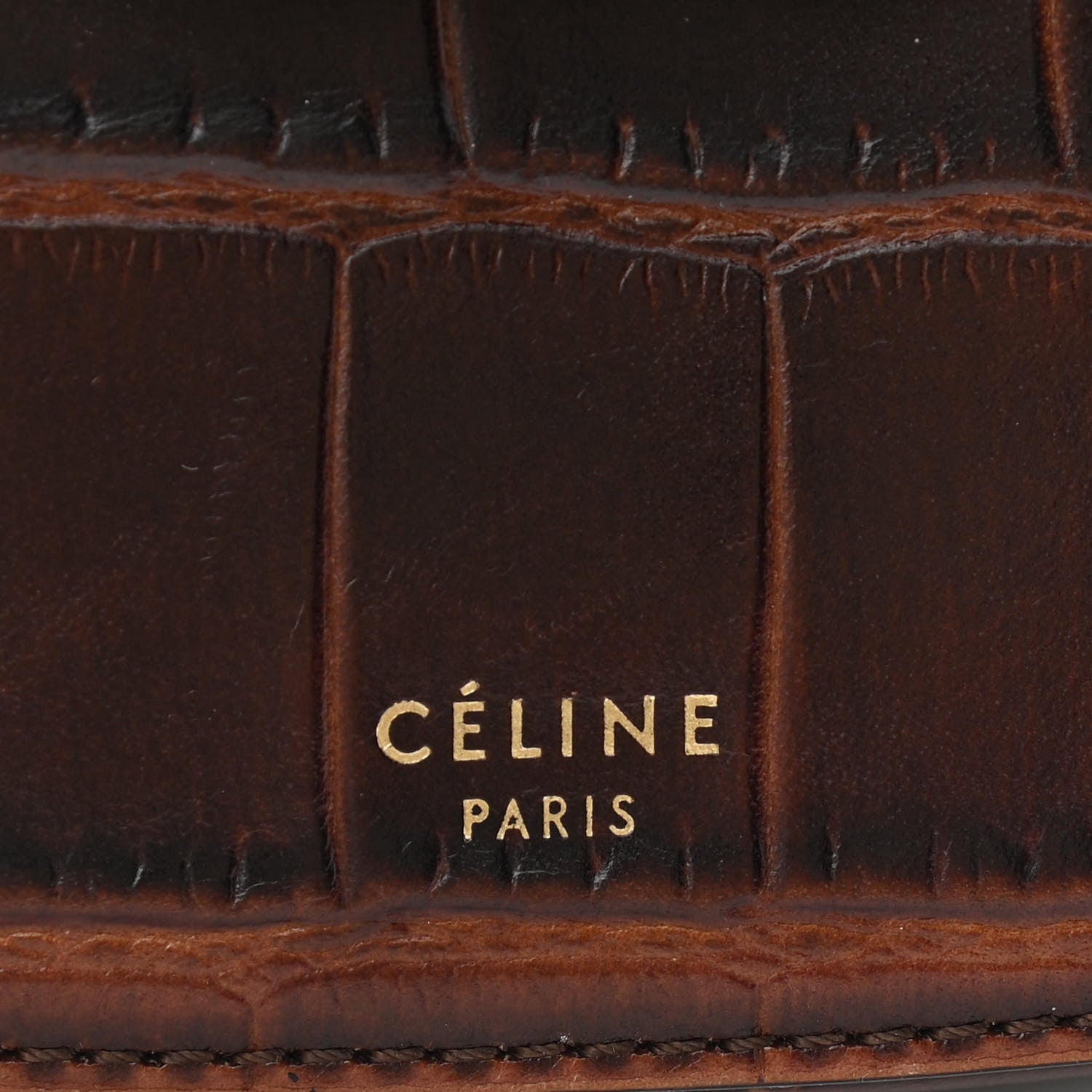 Celine Crocodile Embossed Calfskin Mini Symmetrical Bag Brown 6 of 10