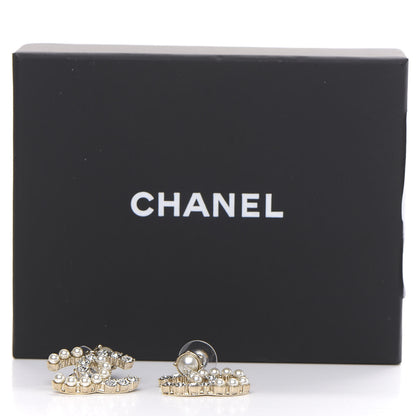 Chanel Crystal Pearl Dazzling Domino CC Drop Earrings Gold 5 of 5