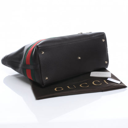 Gucci Leather Large Web Heritage Tote Dark Brown 4 of 7