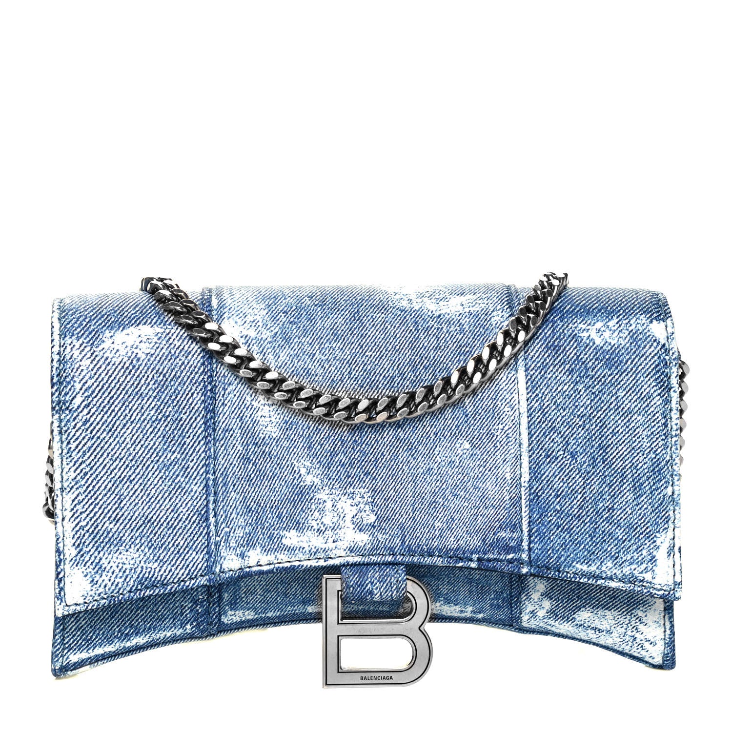 Balenciaga Nappa Denim Printed Hourglass Chain Bag Denim Blue 1 of 9