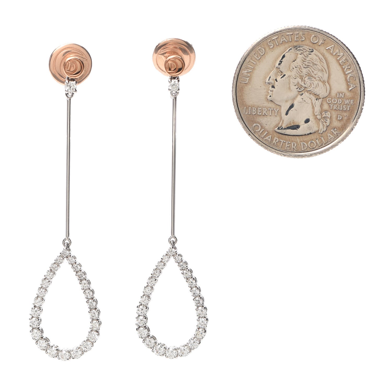 Damiani 18K White Rose Gold Diamond Drop Earrings 2 of 5