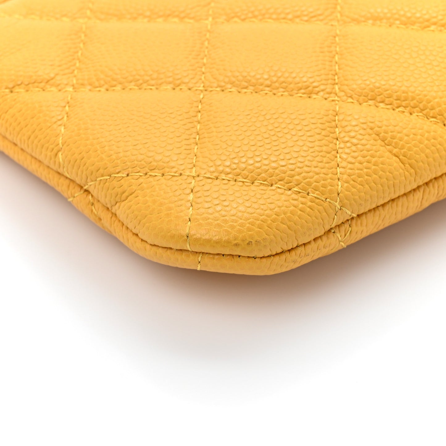 Caviar Quilted Small Cosmetic Case Yellow