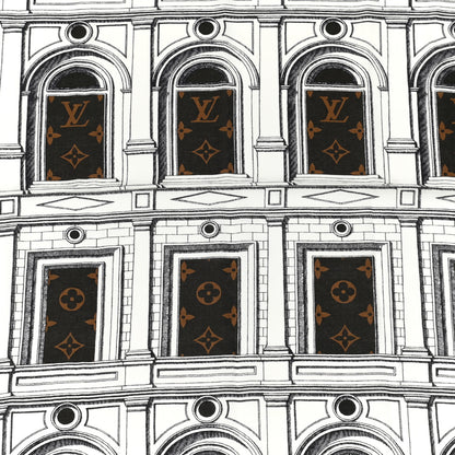 Louis Vuitton X FORNASETTI Wool Silk Architettura Shawl Brown 4 of 5