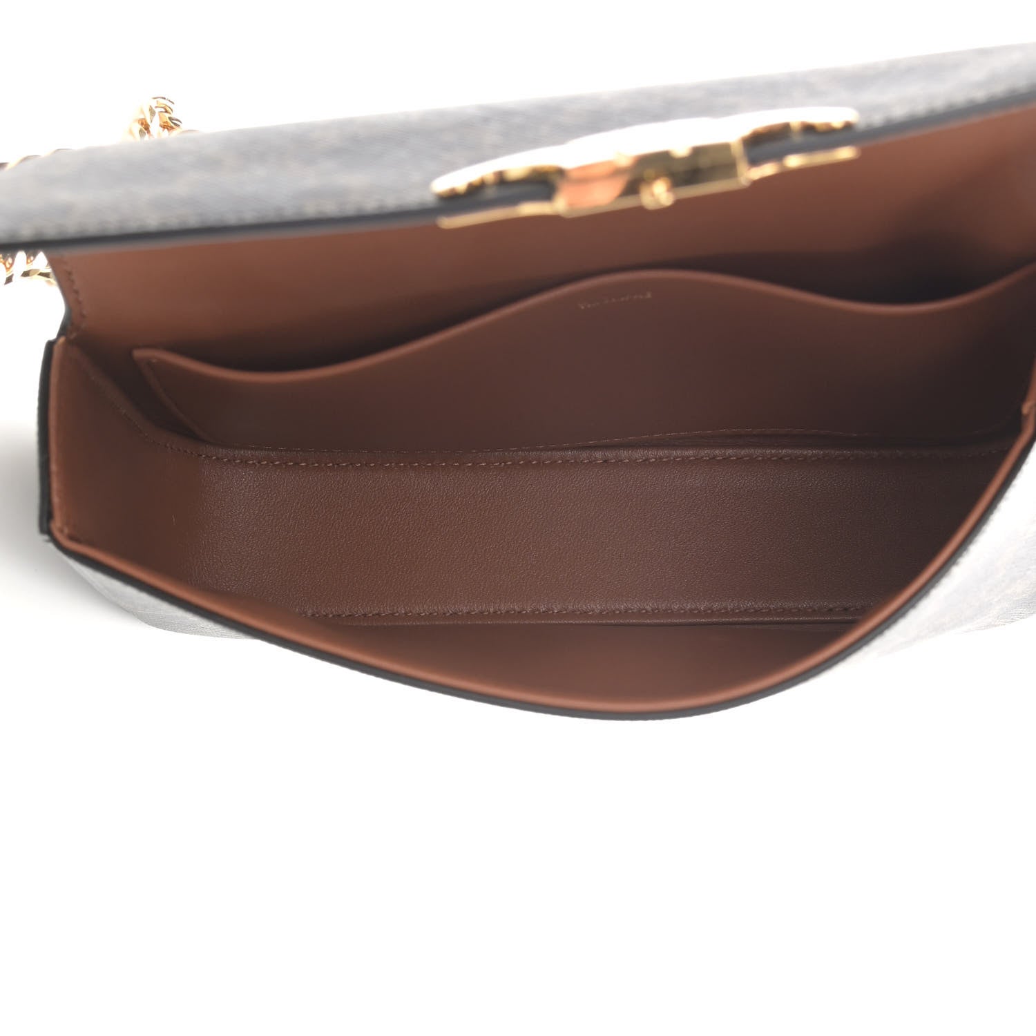 Celine Triomphe Canvas Chain Shoulder Bag Tan 5 of 13