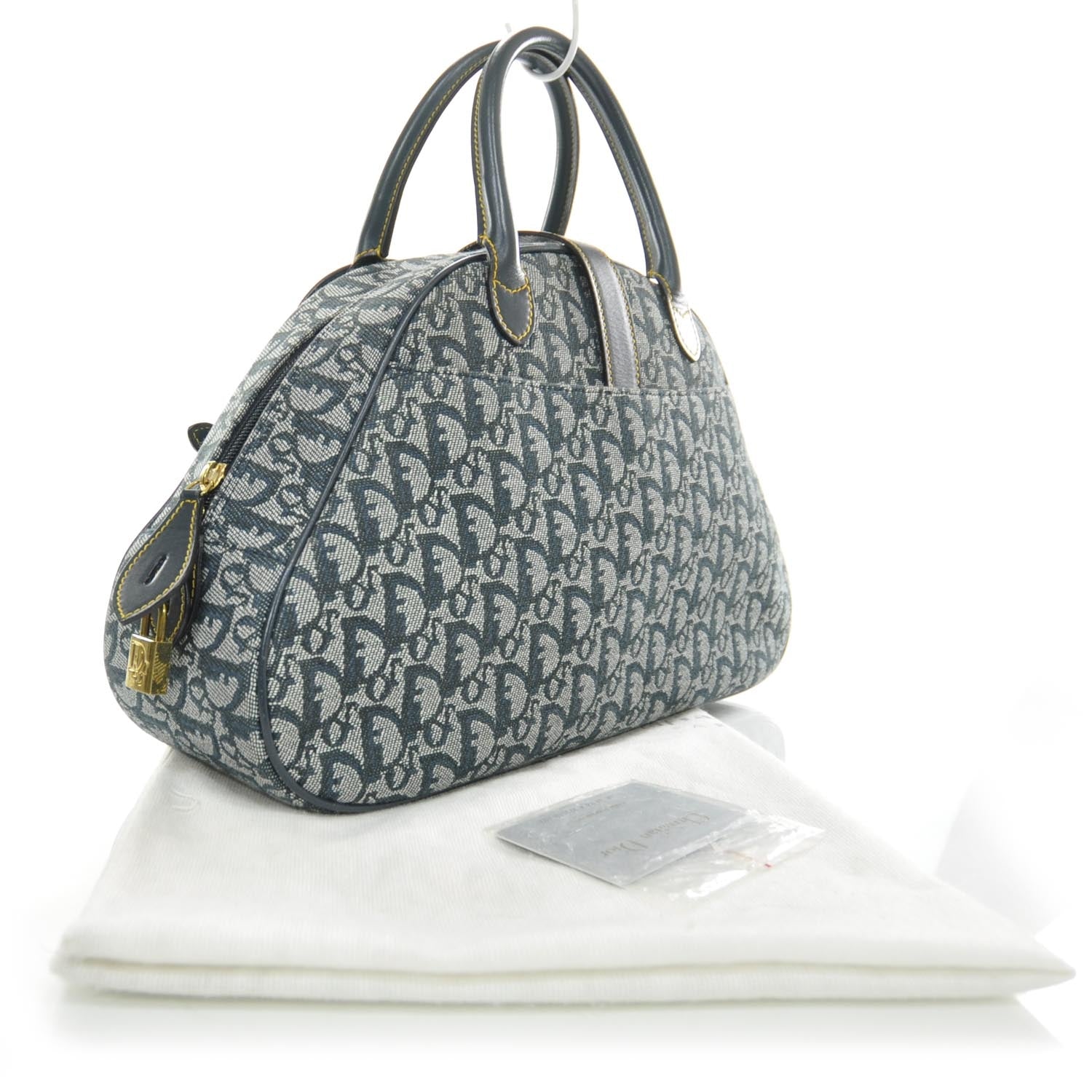 Christian Dior Monogram Saddle Bowler Tote Navy 3 of 10