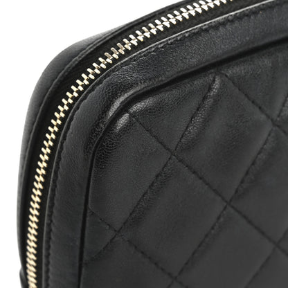 Chanel Lambskin Quilted Small Curvy Pouch Cosmetic Case Black 10 of 13