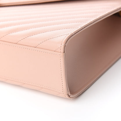 Saint Laurent Grain De Poudre Matelasse Chevron Large Monogram Satchel Pale Pink 10 of 11