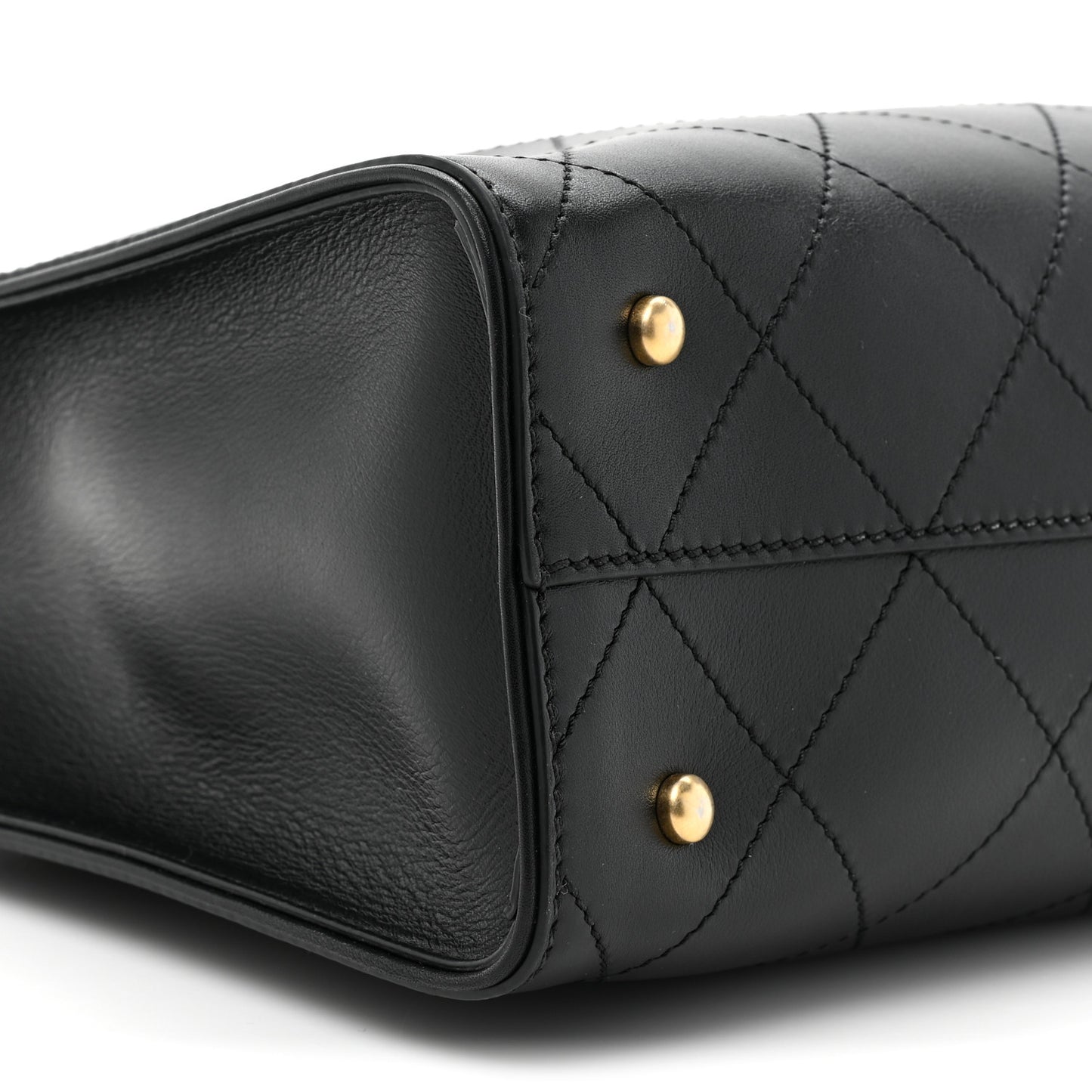 Calfskin Stitched Large Shopping Tote Black