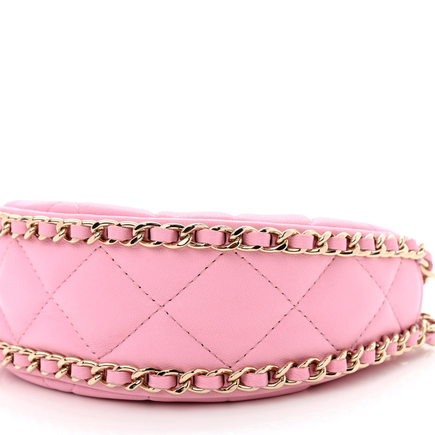 Lambskin Quilted Mini Chain Around Hobo Pink