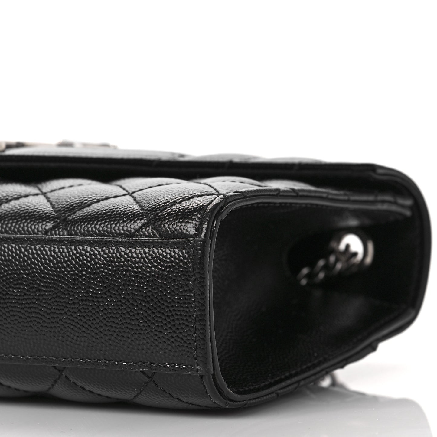 Grain De Poudre Textured Mixed Matelasse Triquilt Small Monogram Satchel Black