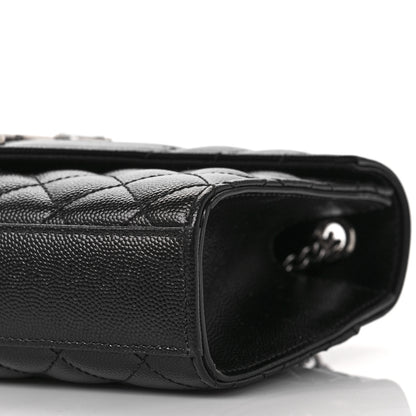Saint Laurent Grain De Poudre Textured Mixed Matelasse Triquilt Small Monogram Satchel Black 7 of 9