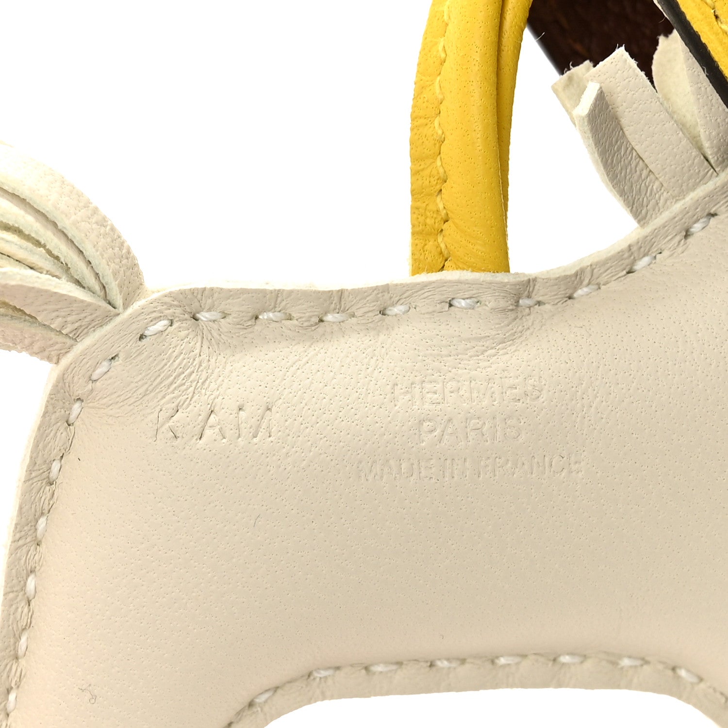Hermes Milo Lambskin Grigri Rodeo Robeo 24 Bag Charm PM Craie Terre Jaune De Naples 3 of 4