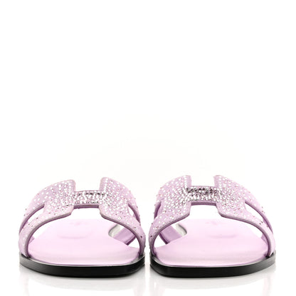 Hermes Suede Goatskin Crystal Oran Sandals 37 Violet Amethyste 2 of 9