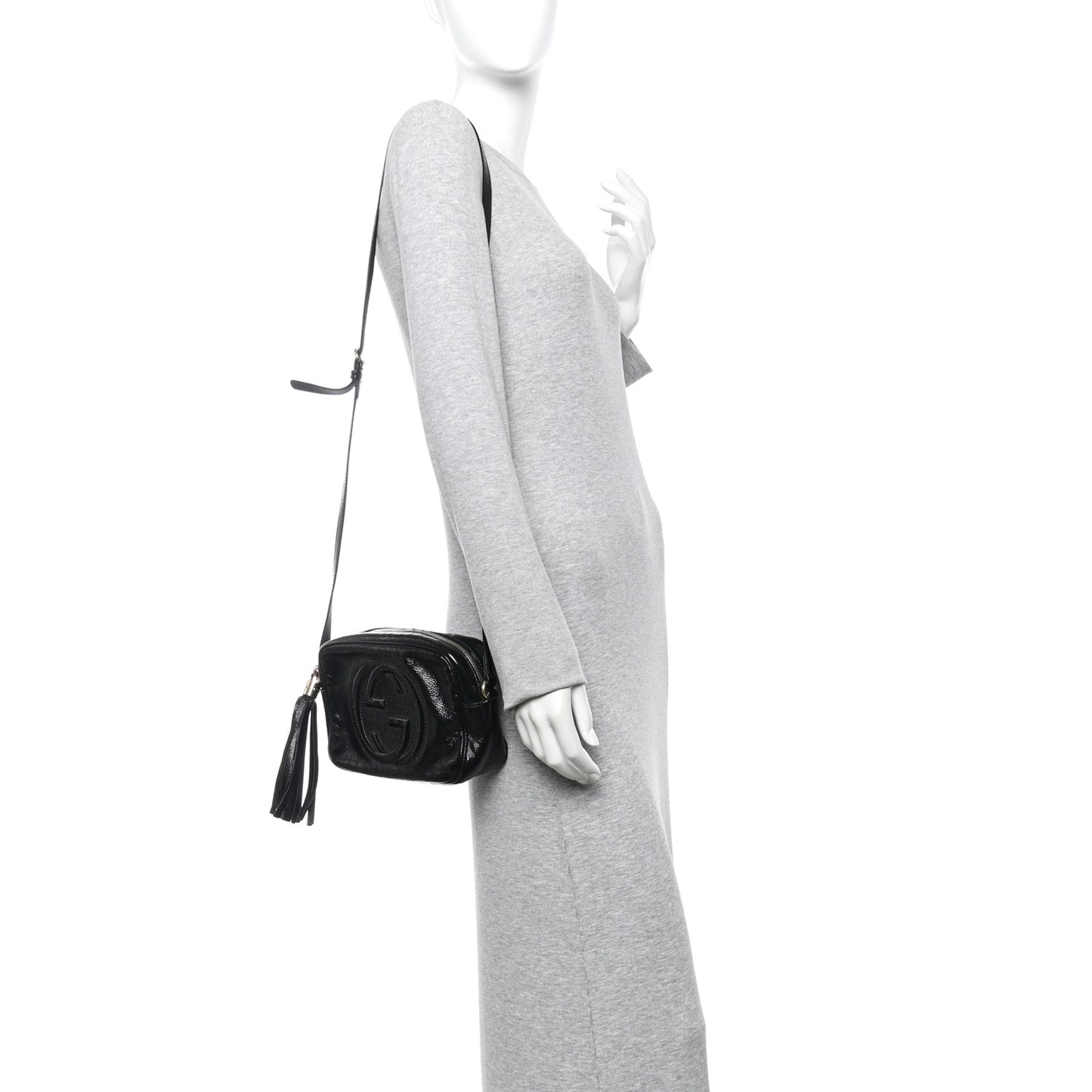 Soft Patent Small Soho Disco Bag Black