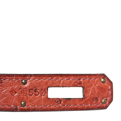 Hermes Ostrich Ghillies Birkin 30 Brique Rouge H 7 of 10