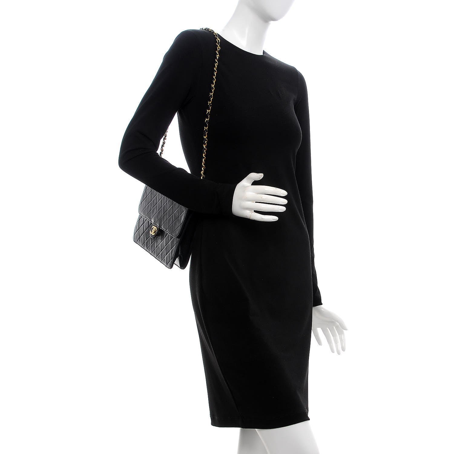 Chanel Lambskin Quilted Medium Single Flap Black 2 of 10