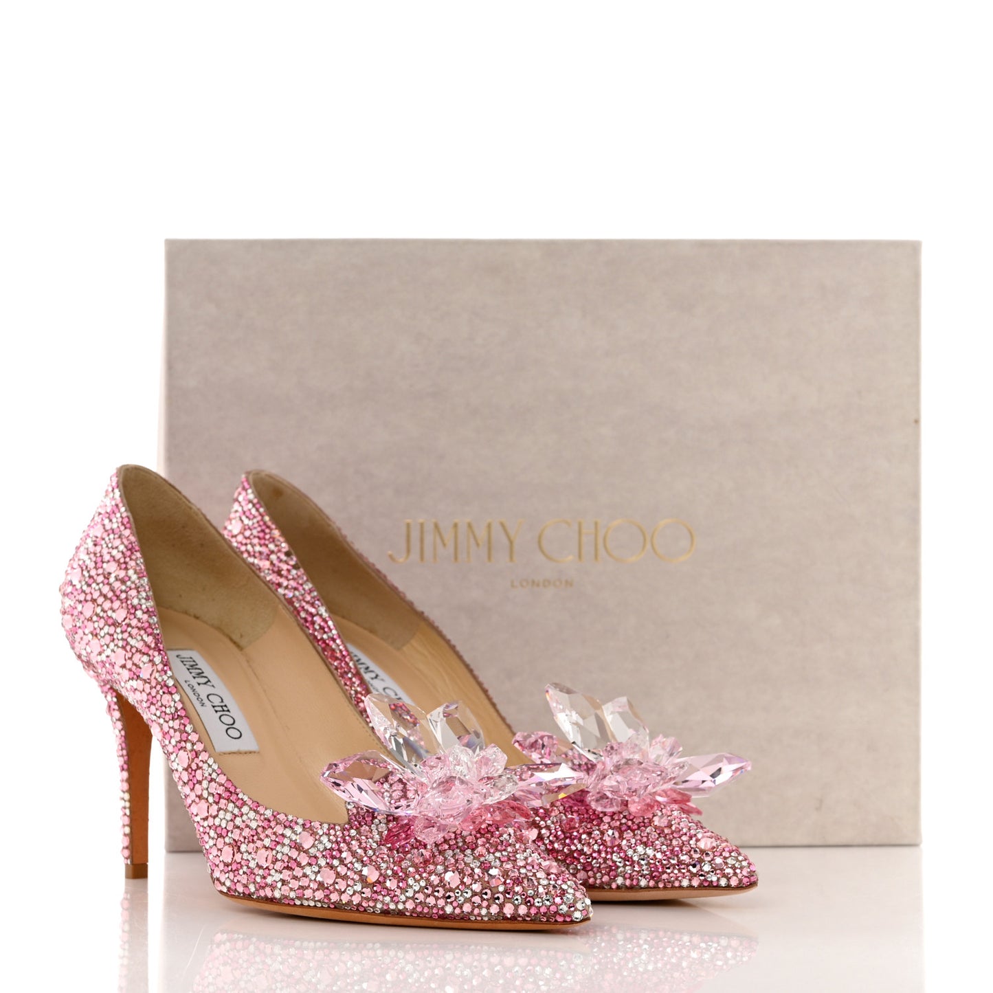 Suede Crystal Alia Pumps 39.5 Rose Mix