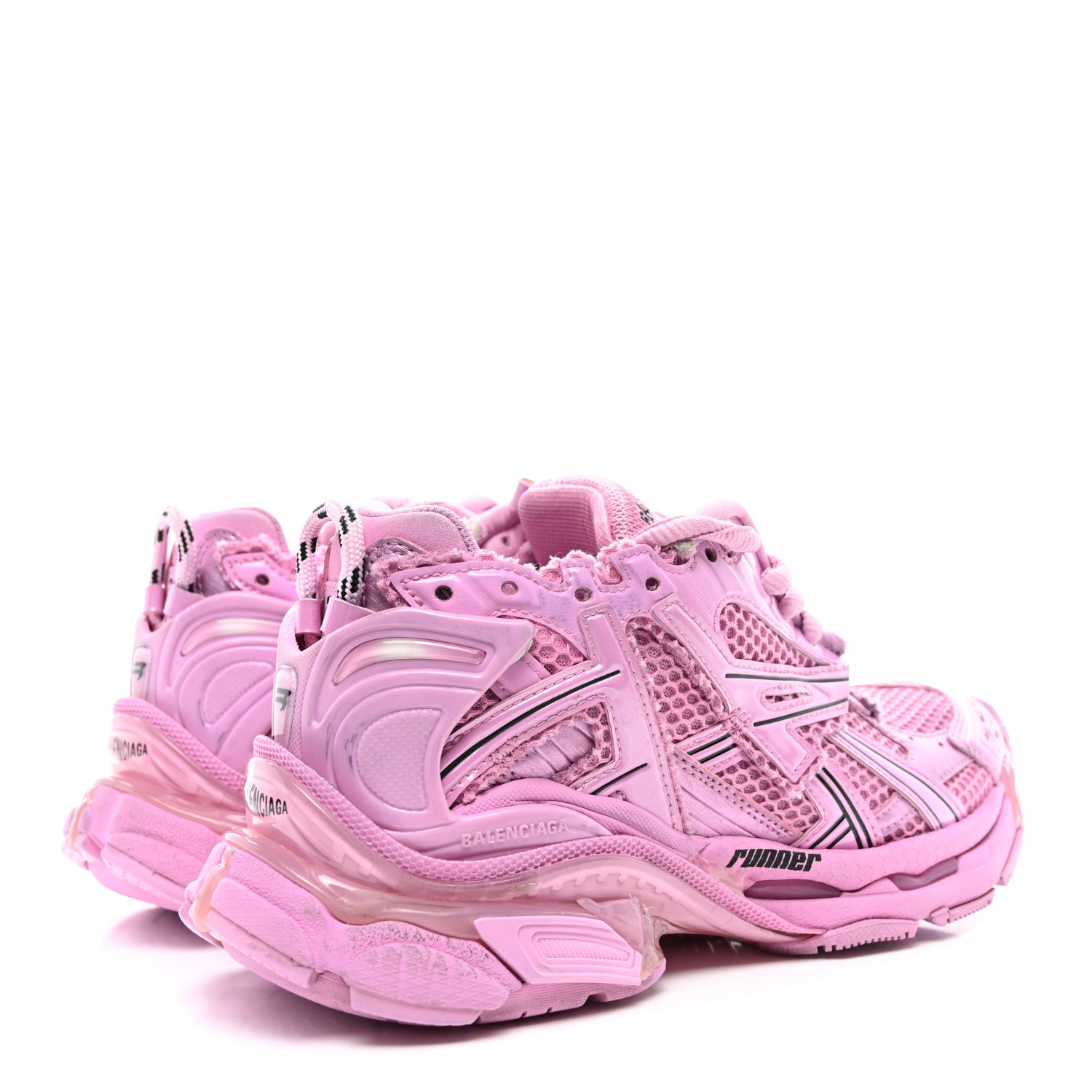 Balenciaga Mesh Rubber Distressed Womens Runner Sneakers 35 Pink 4 of 8