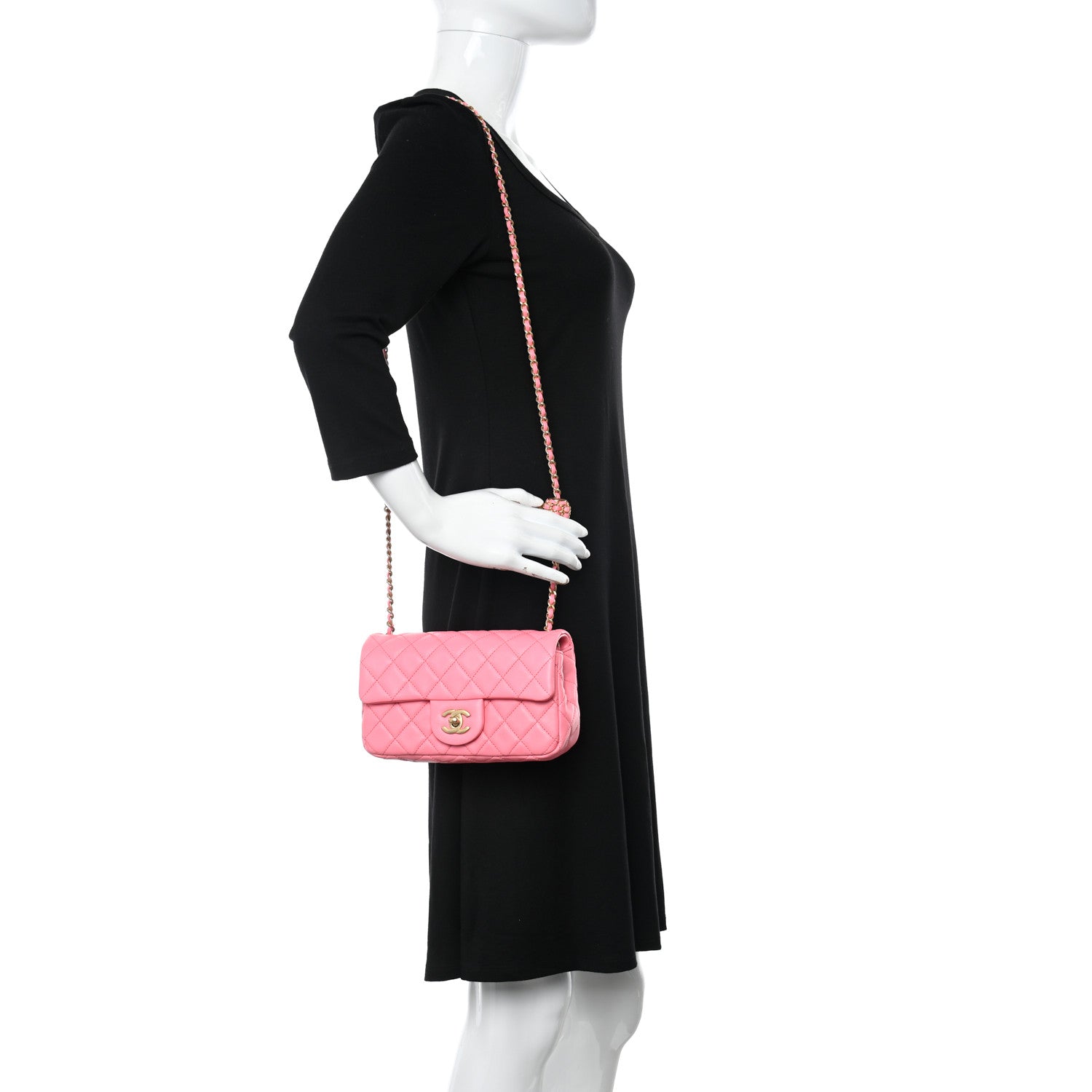 Chanel Lambskin Quilted Mini Rectangular Pearl Crush Flap Pink 2 of 10