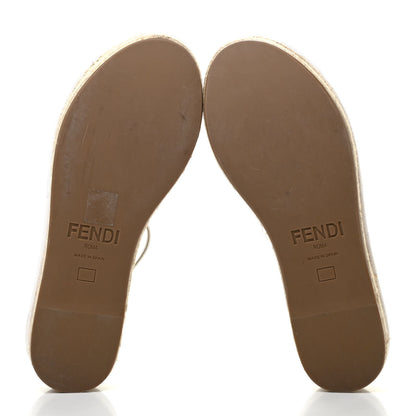 Fendi Nappa FF Embossed Espadrille Platform Sandals 38.5 Snow 5 of 8