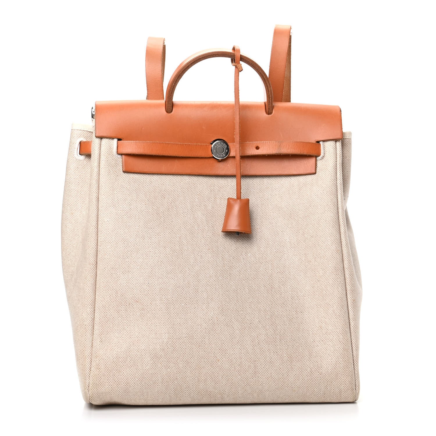 Hermes Toile Vache Calfskin Herbag 30 PM Backpack Natural 1 of 9