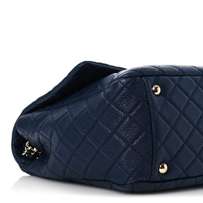 Chanel Metallized Calfskin Quilted XXL Travel Flap Bag Navy 11 of 13
