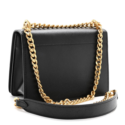 Prada Saffiano Chain Shoulder Bag Black 3 of 9
