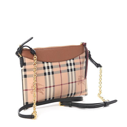 Burberry Haymarket Check Peyton Crossbody Clutch Bag Toffee 2 of 8