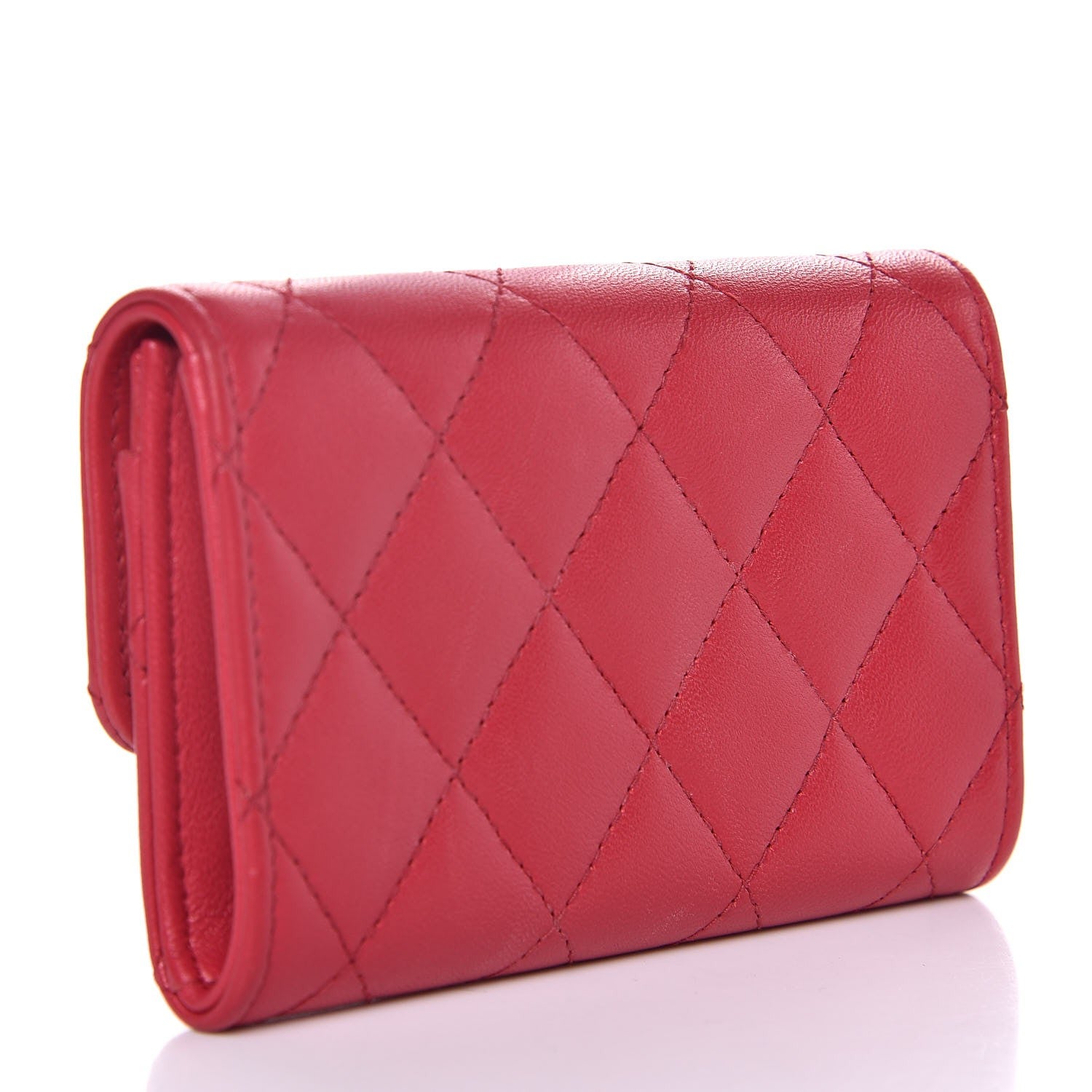 Chanel Lambskin Quilted Flap Card Holder Dark Pink 3 of 9