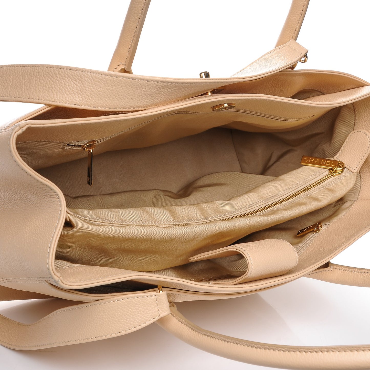 Calfskin Cerf Executive Shopper Tote Beige