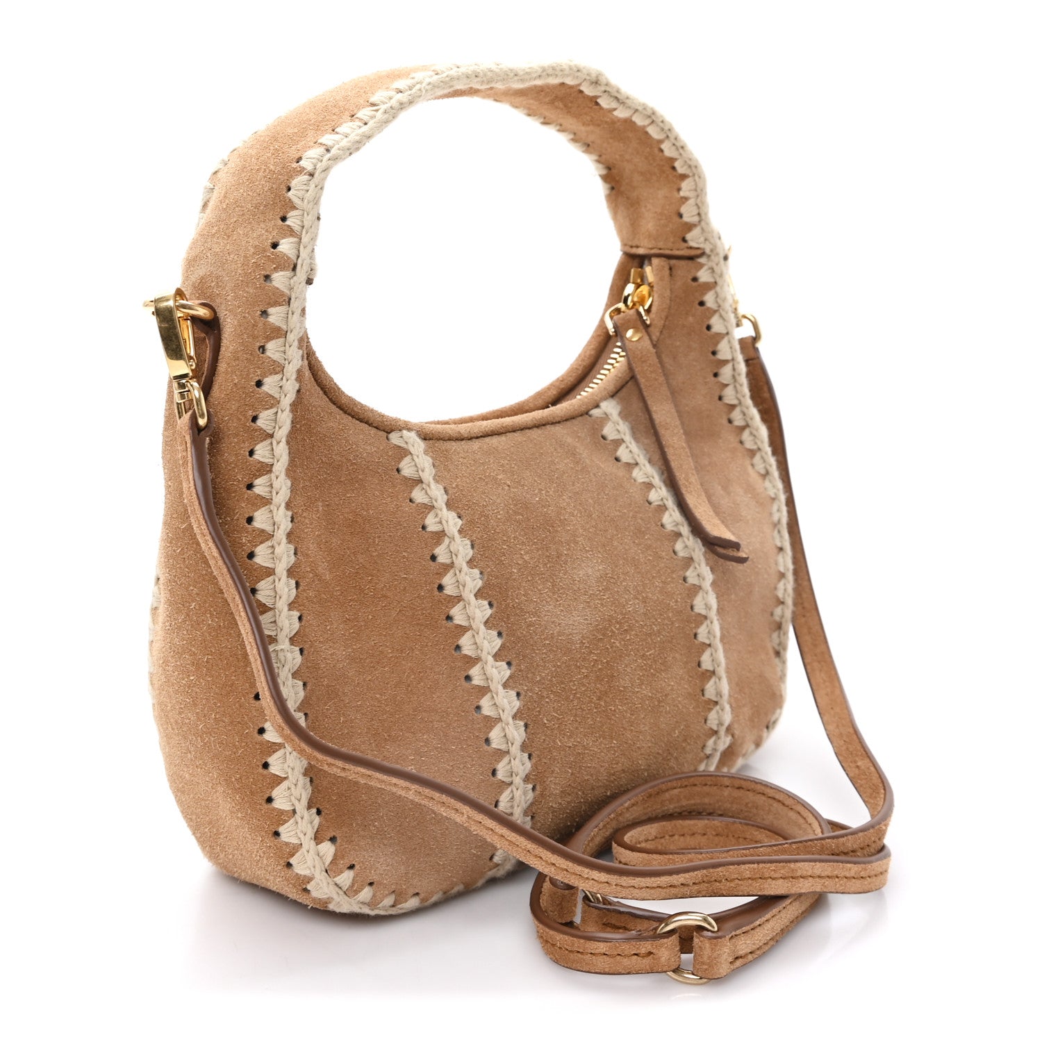 Miu Miu Camoscio Crochet  Wander Hobo Cannella 2 of 9