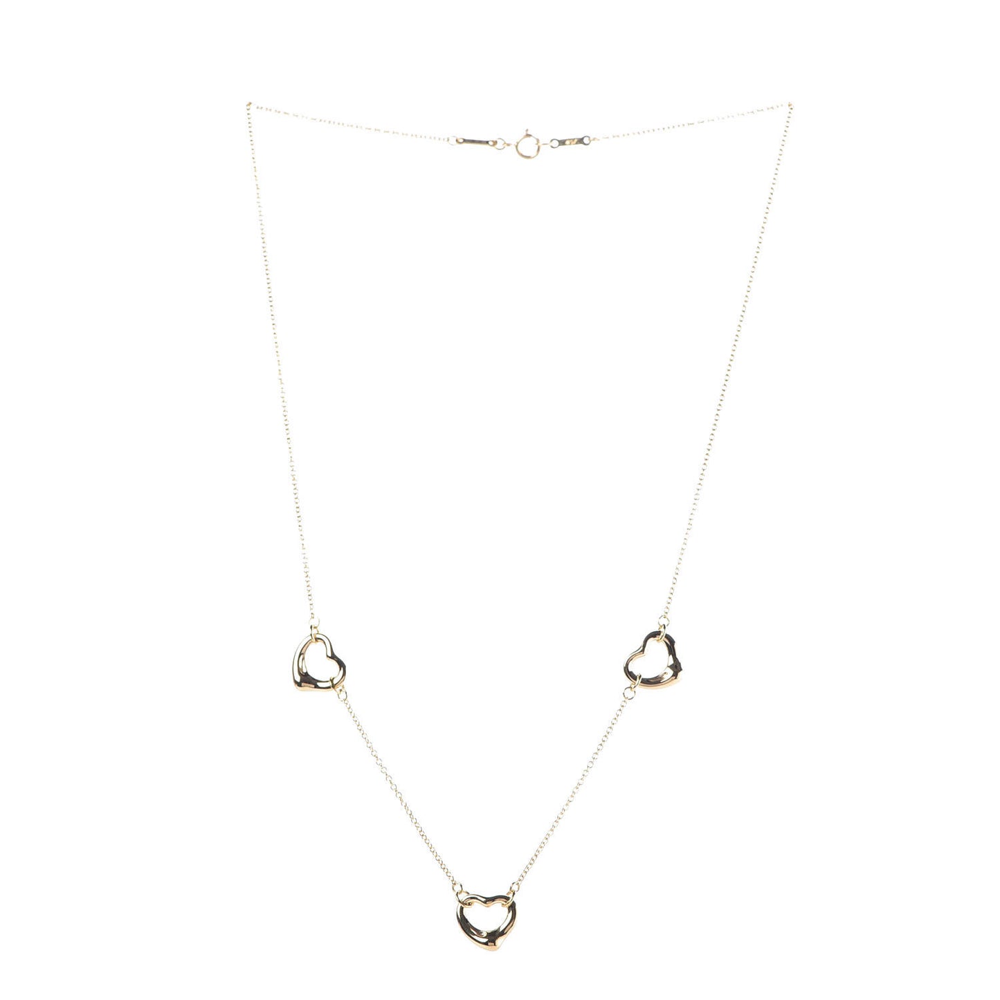 18K Yellow Gold Elsa Peretti 3 Open Heart Station Necklace