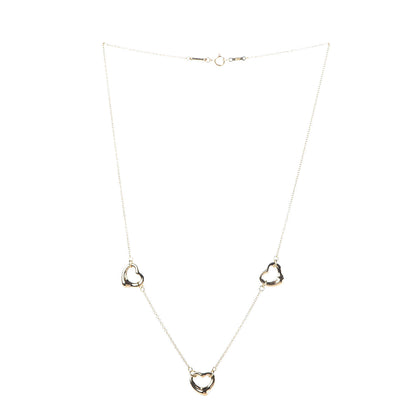 Tiffany 18K Yellow Gold Elsa Peretti 3 Open Heart Station Necklace 3 of 8