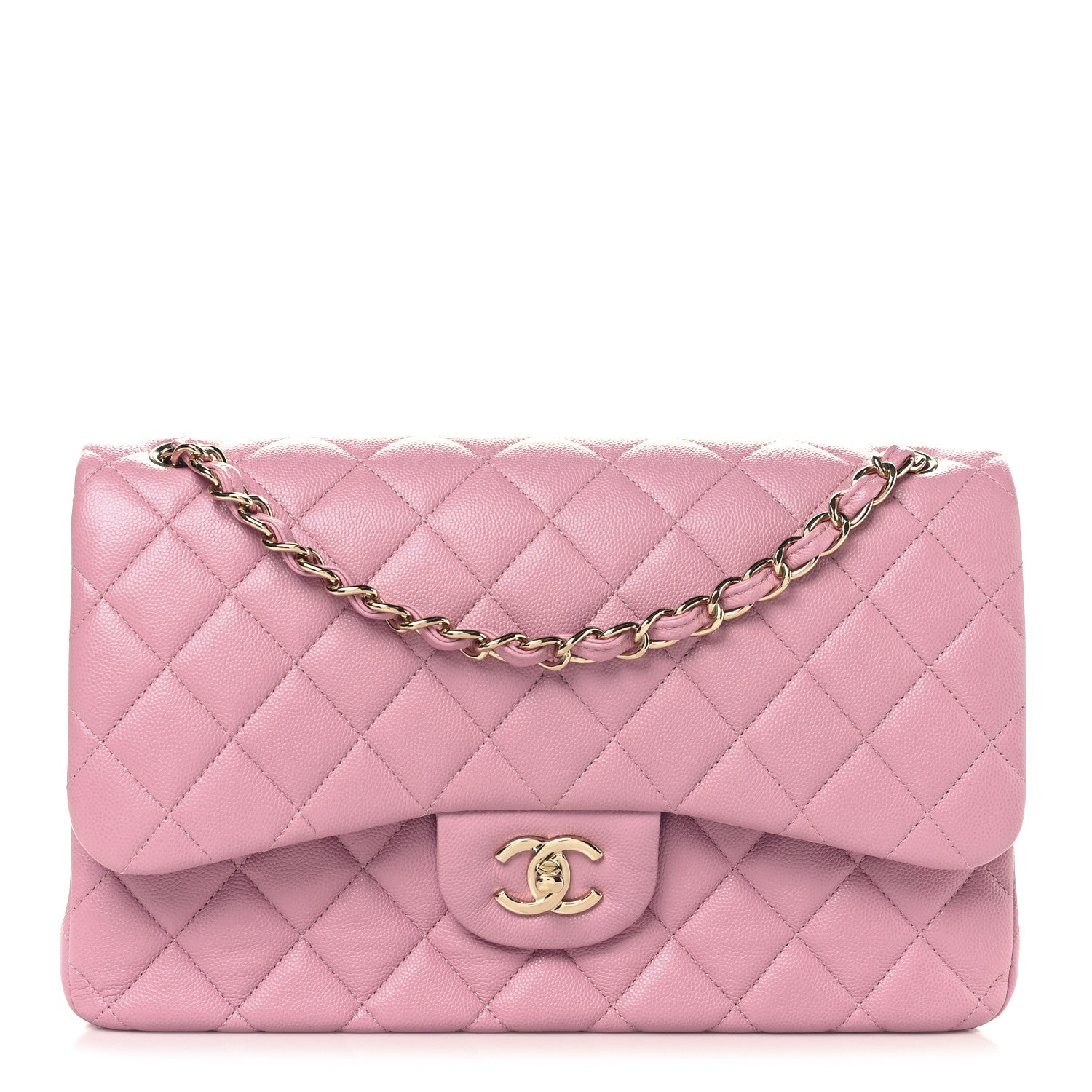 Chanel Caviar Quilted Jumbo Double Flap Pink 1 of 11