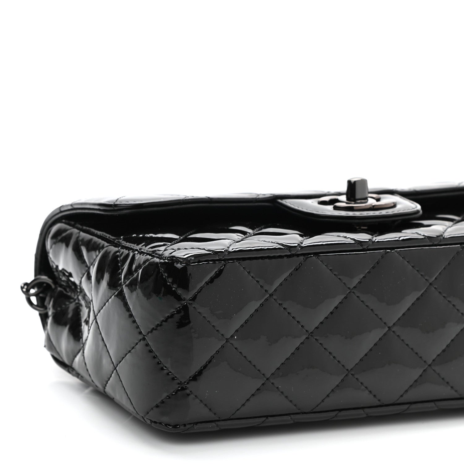 Chanel Patent Calfskin Quilted Mini Rectangular Flap So Black 5 of 11