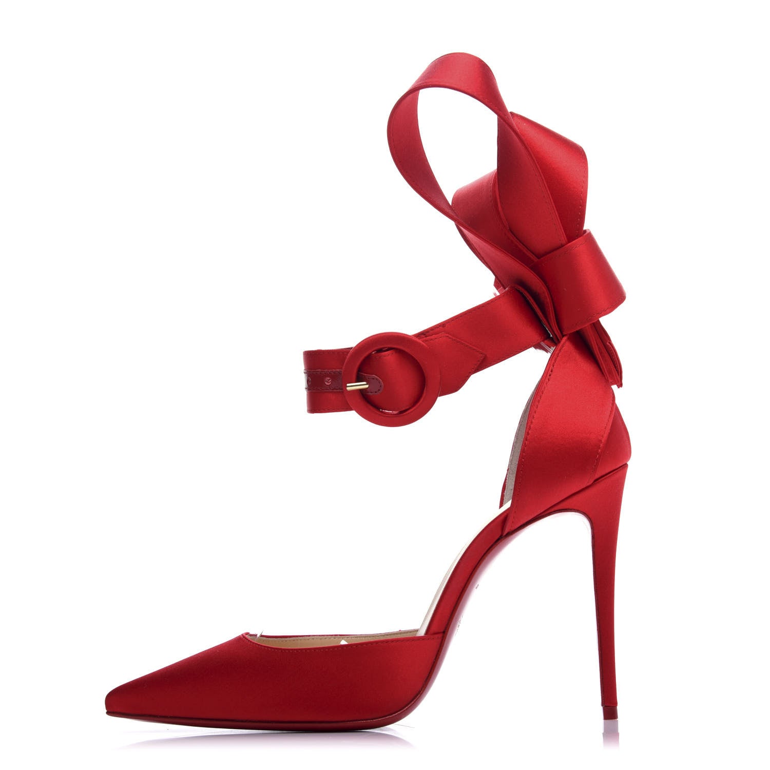 Christian Louboutin Crepe Satin Raissa 100 Ankle Strap Pumps 37.5 Loubi 1 of 9