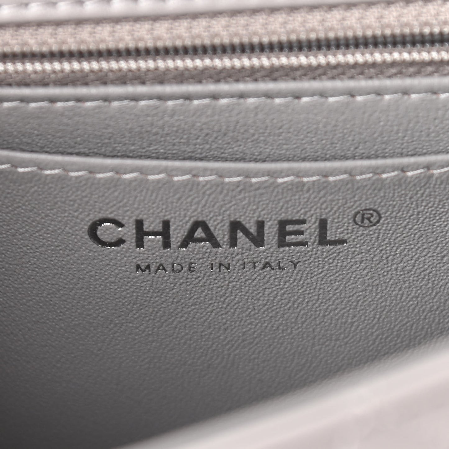 Lambskin Quilted Mini Rectangular Flap Grey